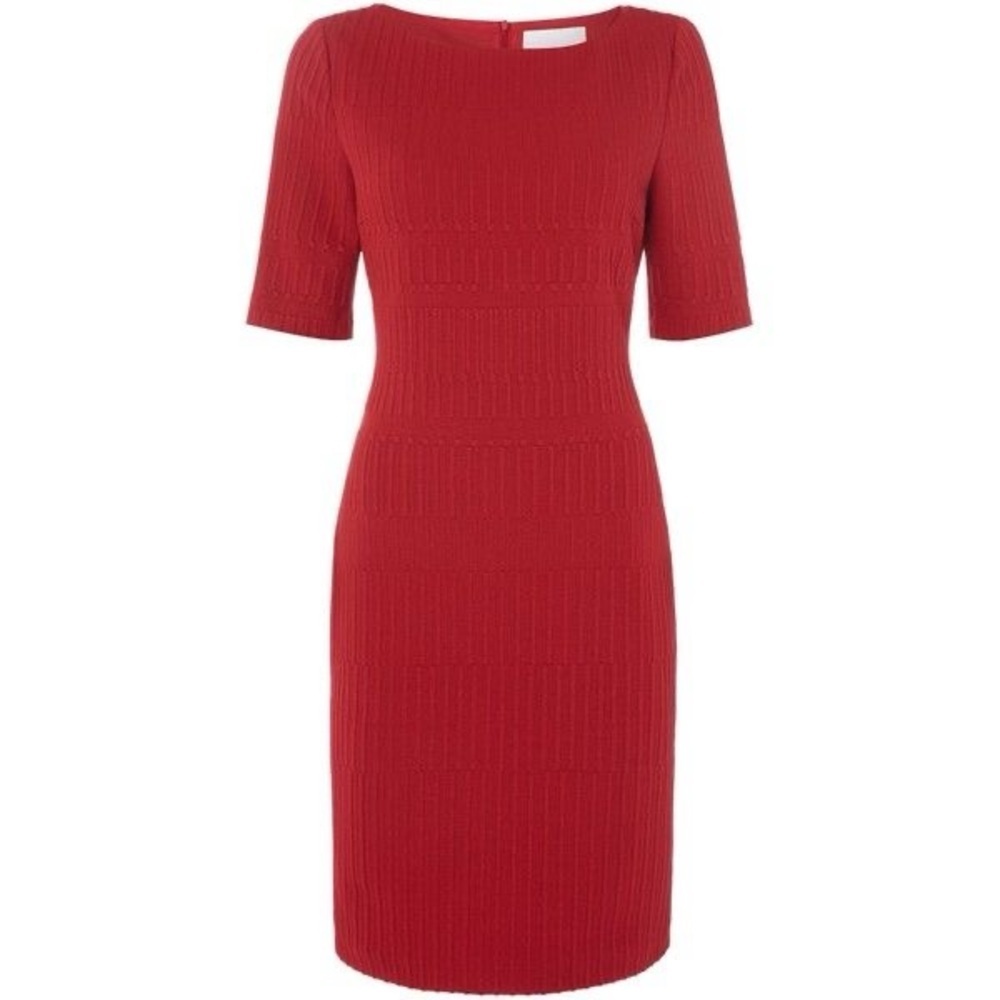 Boss Textured Hadea Sheath Dress Sz 8 Red
